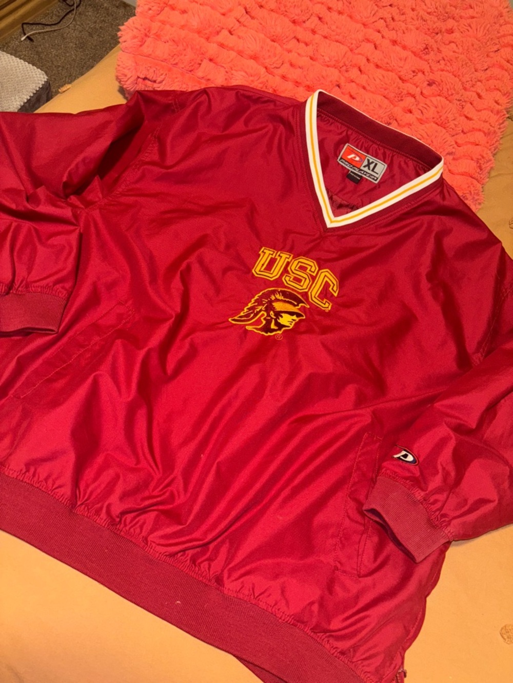 Pro Player USC Red Pullover Windbreaker with Yellow Logo